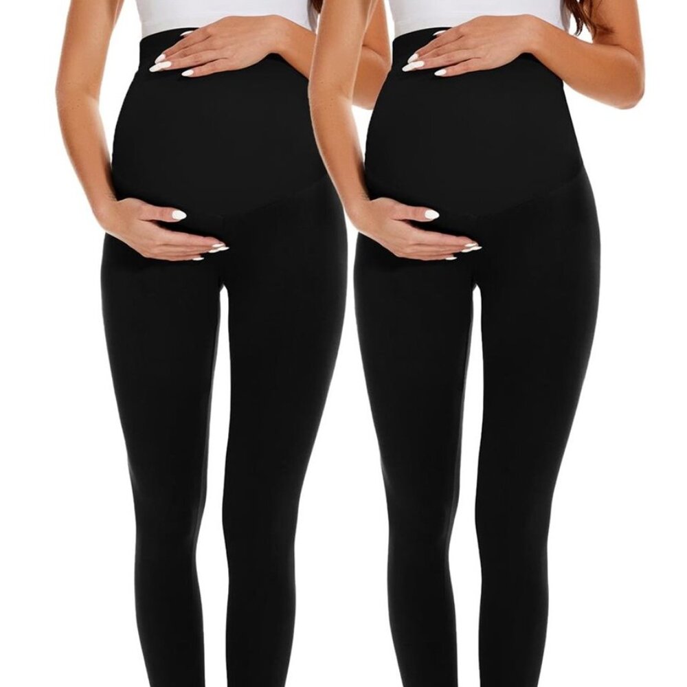 2 Smallshow High-Waisted Maternity Leggings - Black